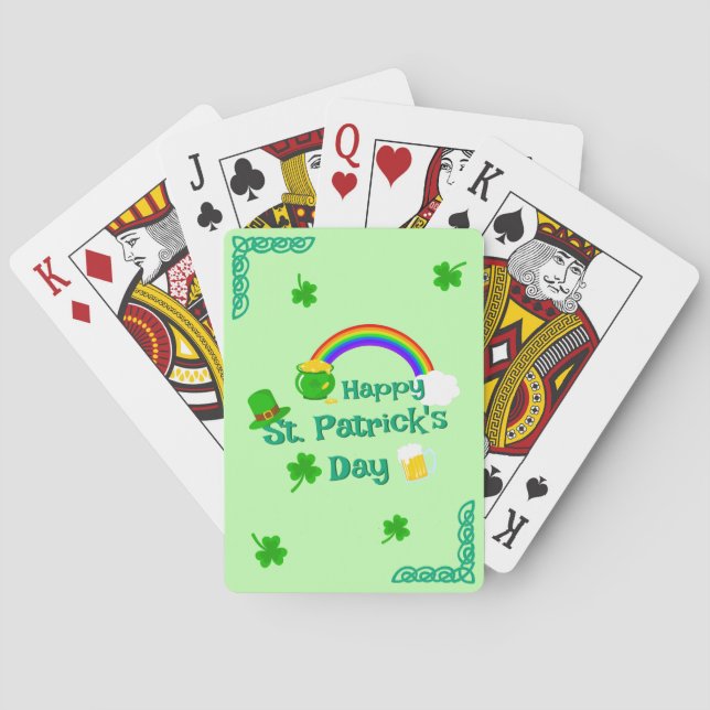 St. Patrick's Day Kleeblatt Pot of Gold Celtic Kno Spielkarten (Rückseite)