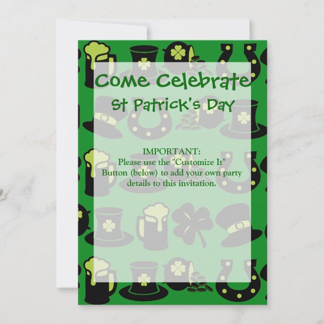 St Patricks Day Kleeblatt Pot of Gold Green Beer Einladung (Vorderseite)