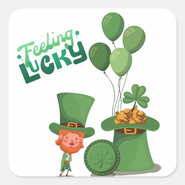 St. Patrick's Day, Kleeblatt Quadratischer Aufkleber (Vorderseite)