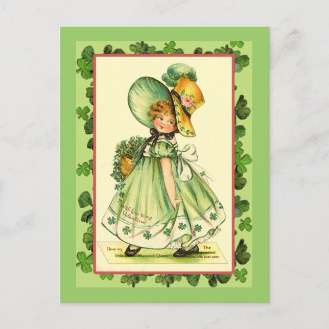 St. Patrick's Day Kleeblatt Queen Cards Postkarte (Vorderseite)