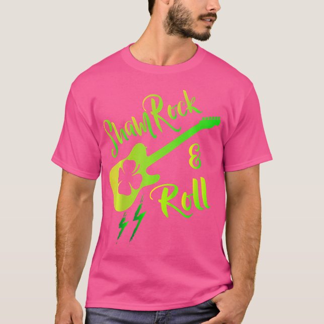 St Patricks Day Kleeblatt Roll Clover Gitarre T-Shirt (Vorderseite)