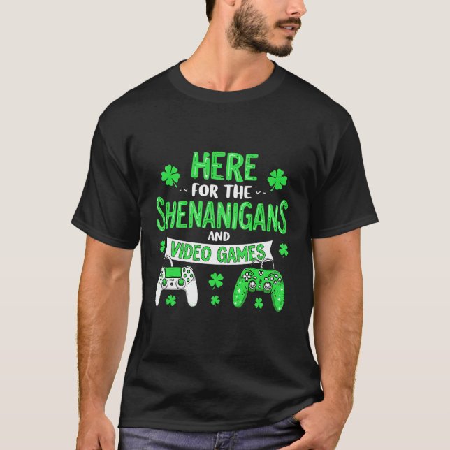 St Patricks Day Kleeblatt Shenanigans Gaming Irish T-Shirt (Vorderseite)