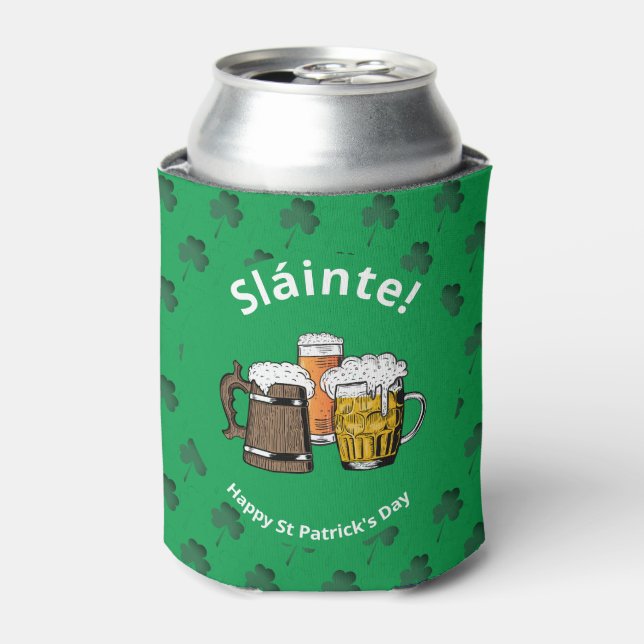 ST PATRICK'S DAY Kleeblatt Sláinte Beers Dosenkühler (Kanne Vorderseite)