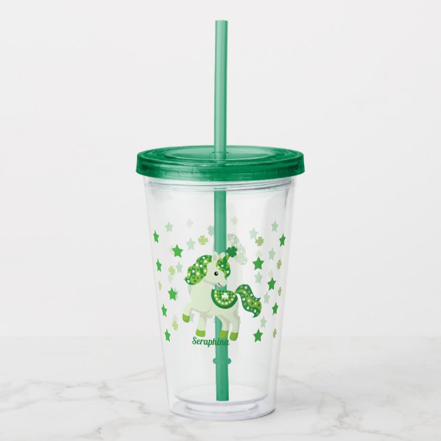 St Patrick's Day Kleeblatt & stars niedliches Einh Acryltrinkbecher (Vorderseite)