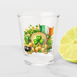 St. Patrick's Day Kleeblatt und irische Flagge Schnapsglas