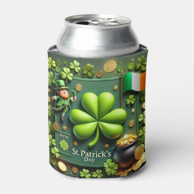 St. Patrick's Day Kleeblatt und Leprechaun Dosenkühler (Kanne Vorderseite)