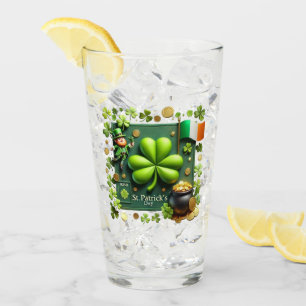 St. Patrick's Day Kleeblatt und Leprechaun Pint Glas