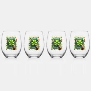 St. Patrick's Day Kleeblatt Weinglas Ohne Stiel