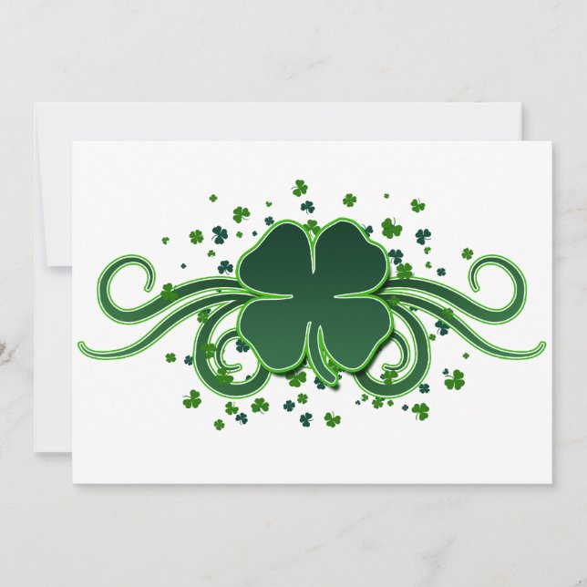 St. Patrick's Day Kleeblatt Wirbel Einladung (Vorderseite)