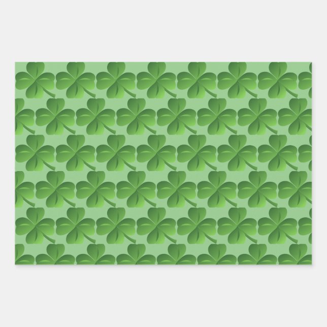 St Patrick's Day Kleeblatt Wrapping Paper Geschenkpapier Set (Vorderseite)