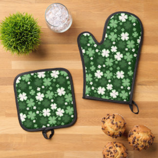 St. Patrick's Day Kleeblätter Ofenhandschuh & Topflappen-Set