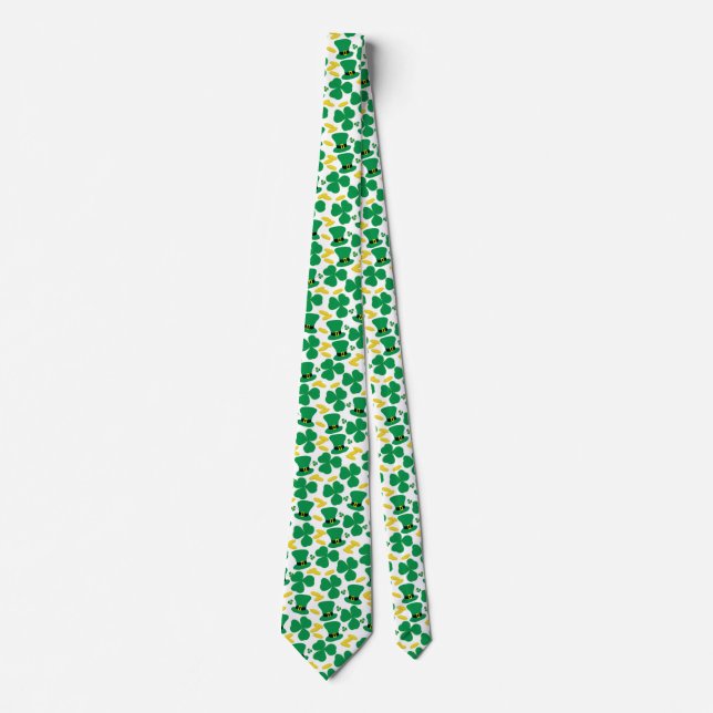 St. Patrick's Day Kleeblatts Coins and Hat Pattern Krawatte (Vorderseite)