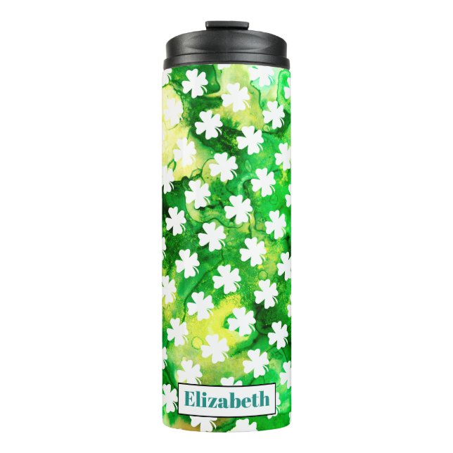 St. Patrick's Day Kleeblatts Green Ink Spritzer Thermosbecher (Vorderseite)