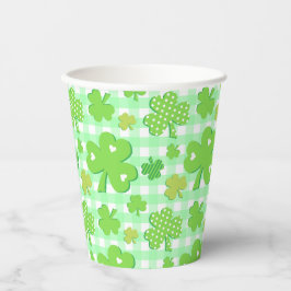 St Patrick's Day Kleeblatts und Gingham Pattern Pappbecher