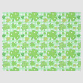 St Patrick's Day Kleeblatts und Gingham Pattern Seidenpapier