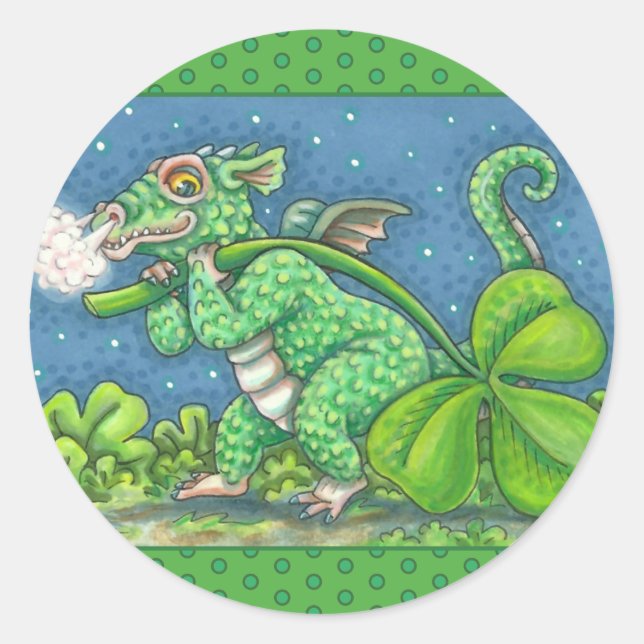 ST. PATRICK'S DAY KLEINE IRISH DRAGON FANTASY RUNDER AUFKLEBER (Vorderseite)