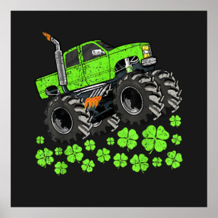 St Patricks Day Kleinkind Glücklicher Monstertruck Poster