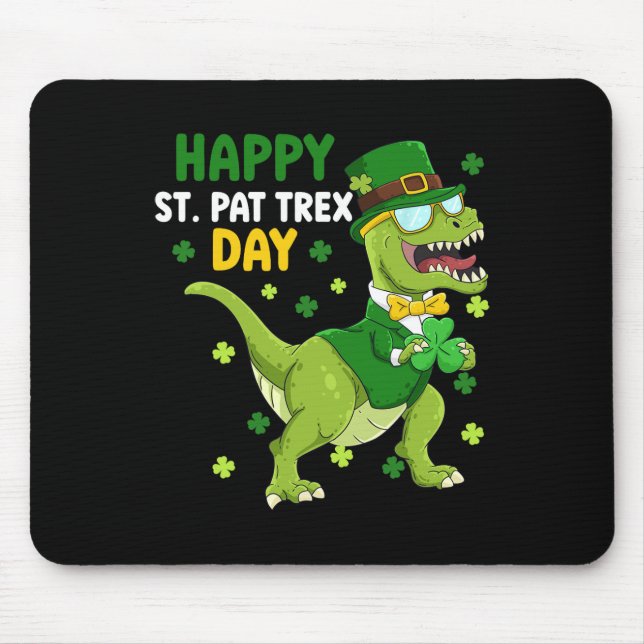 St Patricks Day Kobold Dinosaur Dino Glücklich St  Mousepad (Vorne)