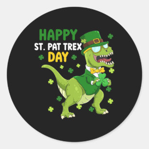 St Patricks Day Kobold Dinosaur Dino Glücklich St Runder Aufkleber