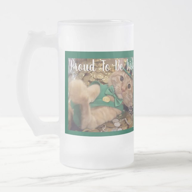 St. Patrick's Day Kobold Katze  Mattglas Bierglas (Links)