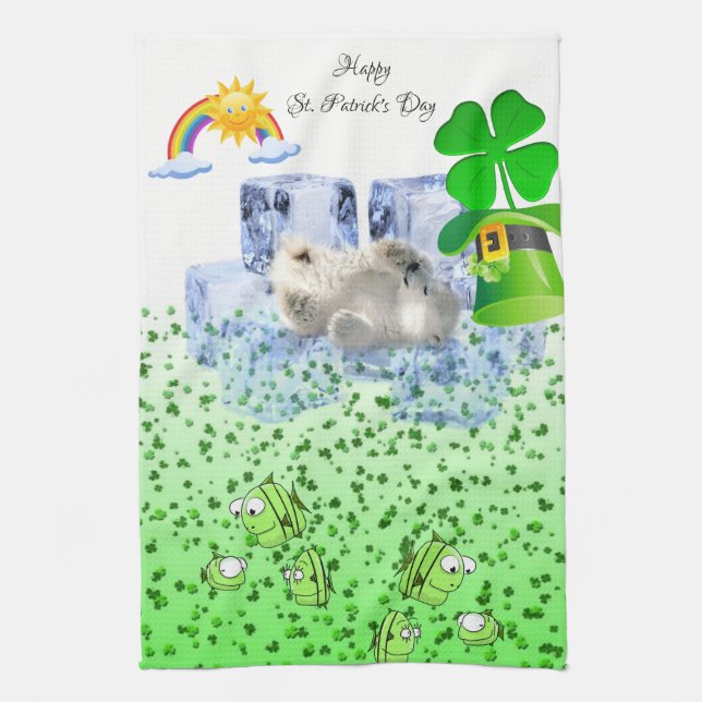St. Patrick's Day Küchenhandtuch Eisbär Geschirrtuch (Vertikal)