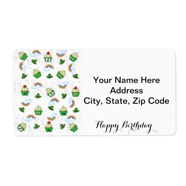 St. Patrick's Day Labels Happy Birthday Cupcakes (Vorne)