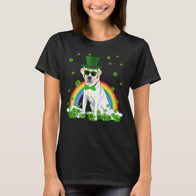 St Patrick's Day Labrador Kleeblatt Pet Dog T-Shirt (Vorderseite)