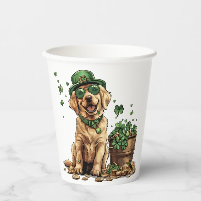 St. Patrick's Day Labrador Retriever Dog Pappbecher (Vorderseite)
