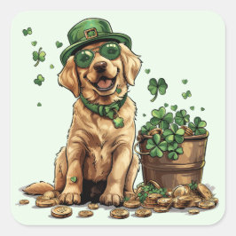 St. Patrick's Day Labrador Retriever Dog Quadratischer Aufkleber