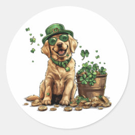 St. Patrick's Day Labrador Retriever Dog Runder Aufkleber