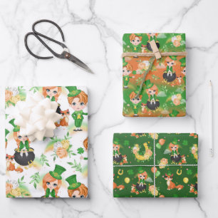 St. Patrick's Day Lad & Lass Wrapping Paper Geschenkpapier Set