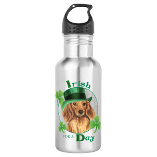 St. Patrick's Day Langhaarige Dackel Edelstahlflasche