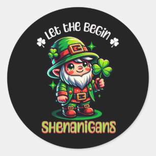 St Patricks Day Lass Die Shenanigans Beginnen Männ Runder Aufkleber