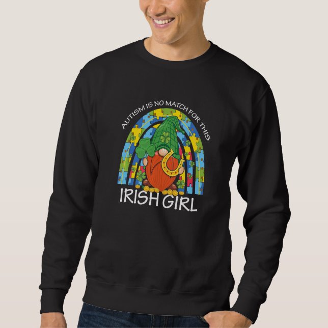 St Patricks Day Leaf C Blue Leprechaun Autism Awar Sweatshirt (Vorderseite)