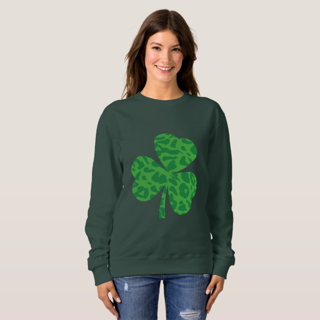 St. Patrick's Day Leopard Kleeblatt Shirt - Cheeta (Vorne ganz)
