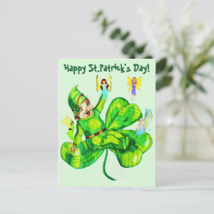 ST. PATRICK'S DAY LEPRECHAUN AND FARIES POSTKARTE