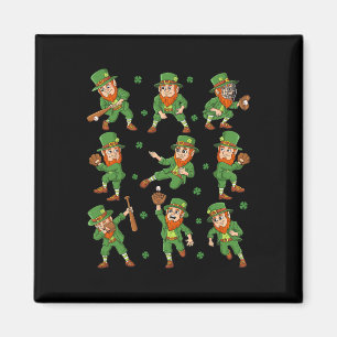 St Patricks Day Leprechaun Baseball Player Boys Gi Magnet