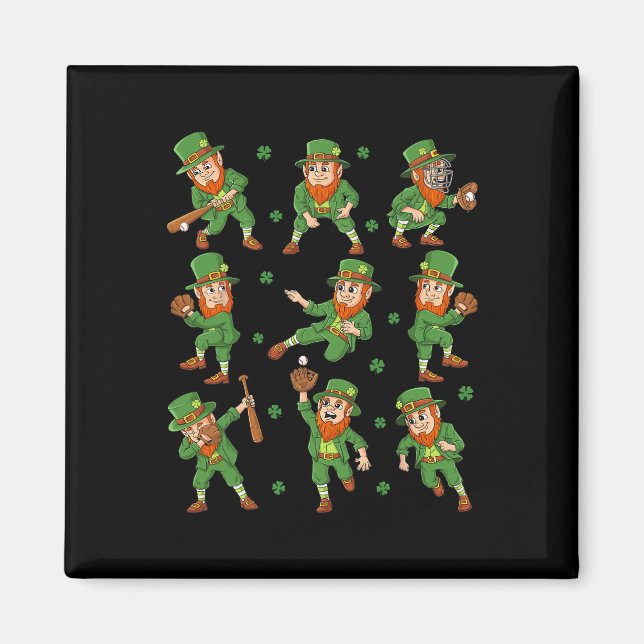 St Patricks Day Leprechaun Baseball Player Boys Gi Magnet (Vorne)
