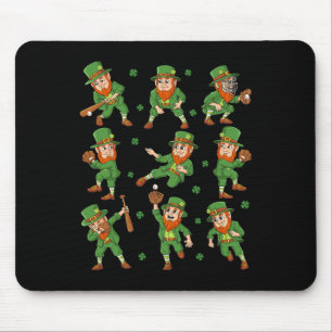 St Patricks Day Leprechaun Baseball Player Boys Gi Mousepad
