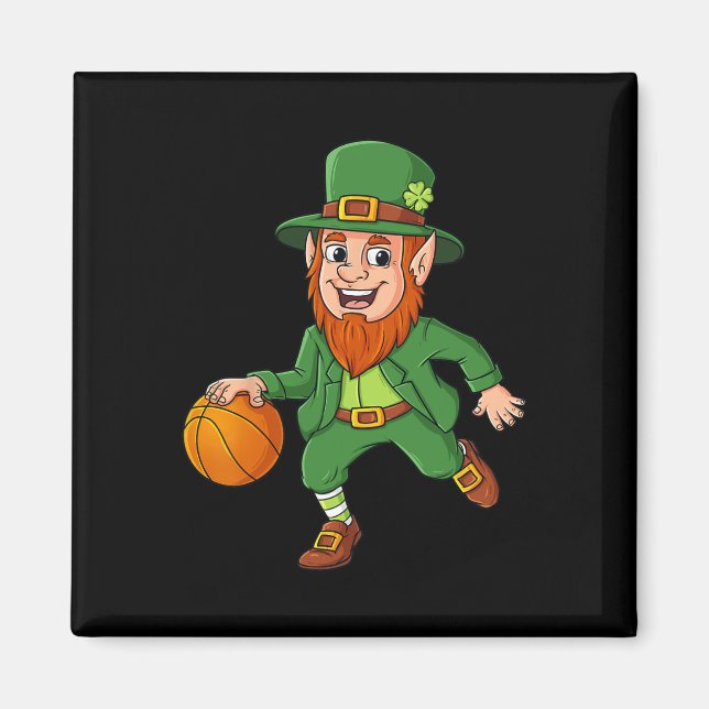 St Patricks Day Leprechaun Basketball Lucky Boys G Magnet (Vorne)