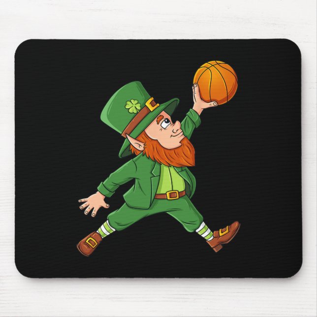 St Patricks Day Leprechaun Basketball Lucky Boys G Mousepad (Vorne)