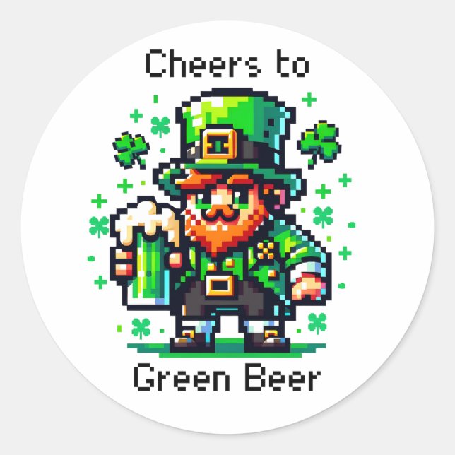 St Patrick's Day Leprechaun | Beifall für Grünes B Runder Aufkleber (Vorderseite)