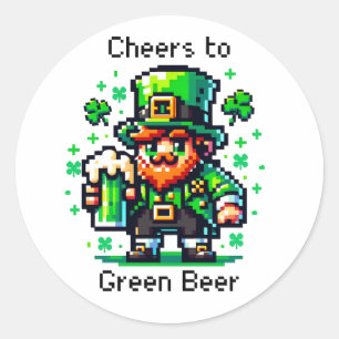 St Patrick's Day Leprechaun Beifall für Grünes B Runder Aufkleber