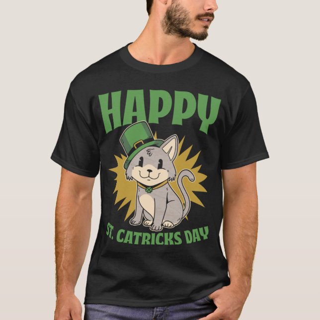 St Patricks Day Leprechaun Cat  Patricks Day T-Shirt (Vorderseite)