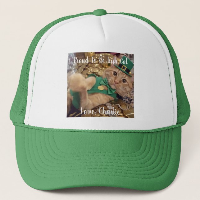 St Patrick's Day Leprechaun Cat  Truckerkappe (Vorderseite)