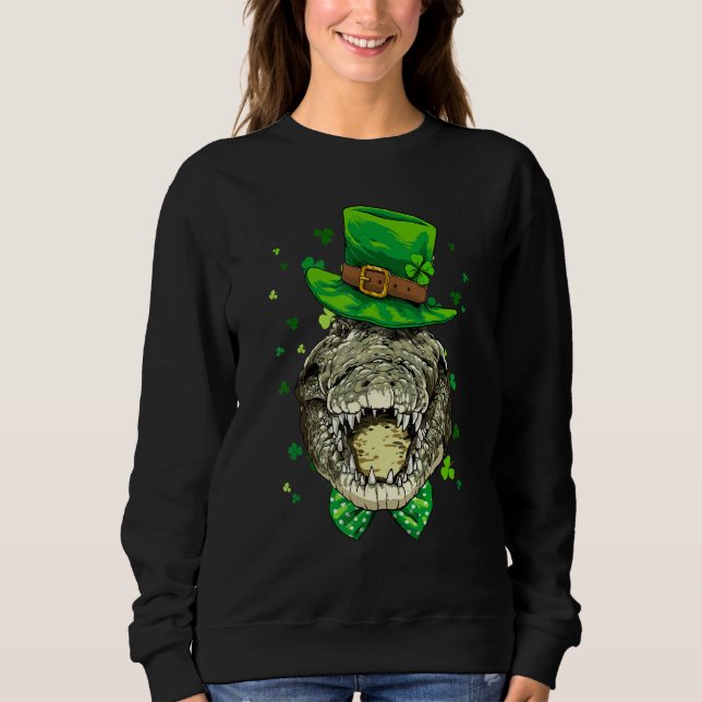 St Patrick's Day Leprechaun Crocodile Gators Shamr Sweatshirt (Vorderseite)