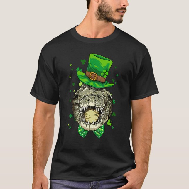 St Patrick's Day Leprechaun Crocodile Gators Shamr T-Shirt (Vorderseite)