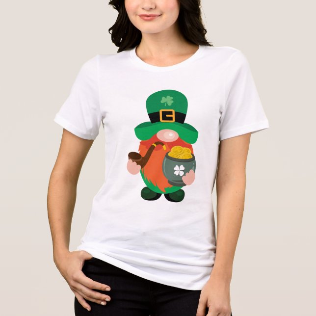 St. Patrick's Day Leprechaun Gnome Pot of Gold Tri-Blend Shirt (Vorderseite)