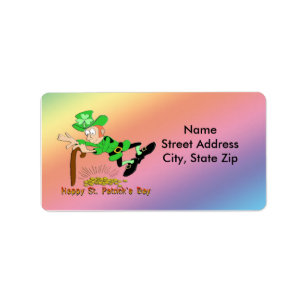 St Patrick's Day Leprechaun Gold Address Label Adressaufkleber