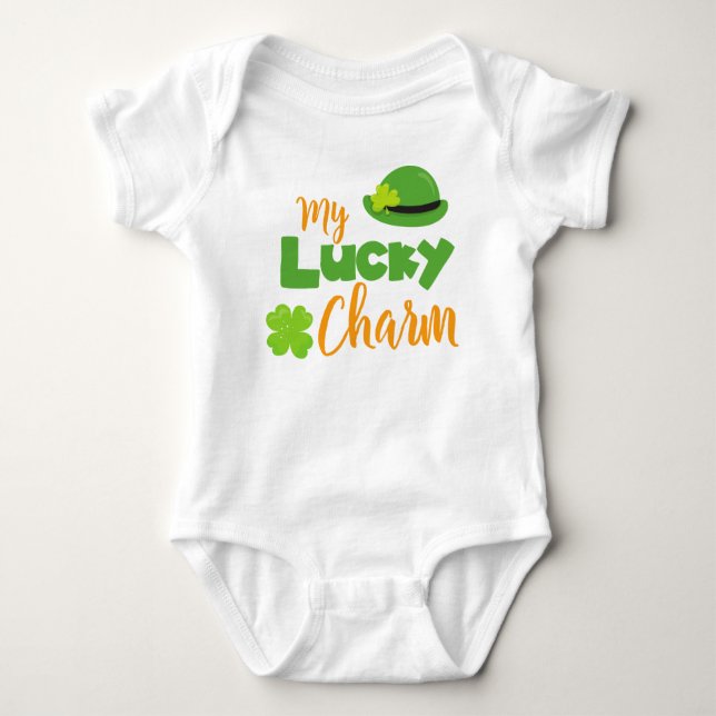 St. Patrick's Day, Leprechaun Hat, Lucky Charm Baby Strampler (Vorderseite)